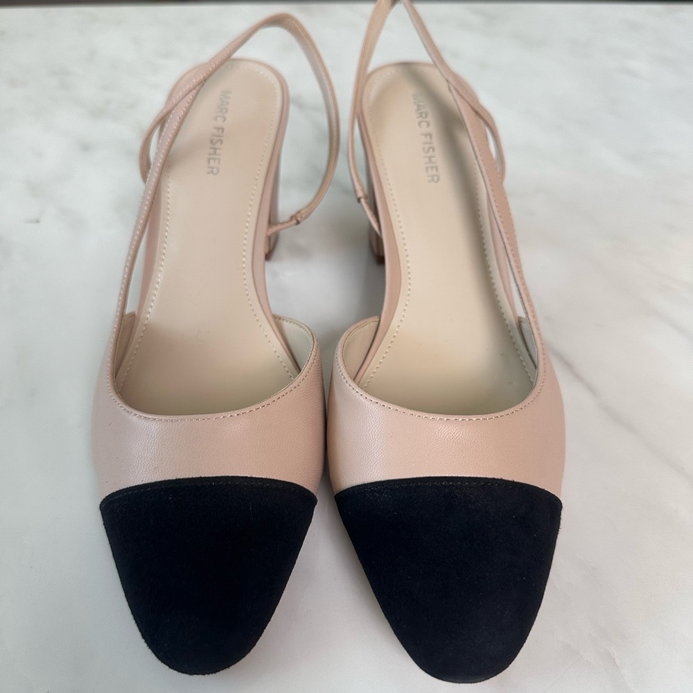 Marc Fisher Women's nude and Black Slingback Shoes